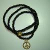 Black Horn  Triple Wrap with Gold Vermeil Peace Sign $120