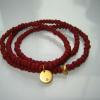 Matte Red Glass Beads with Gold Vermeil and  Diamond Charm $150